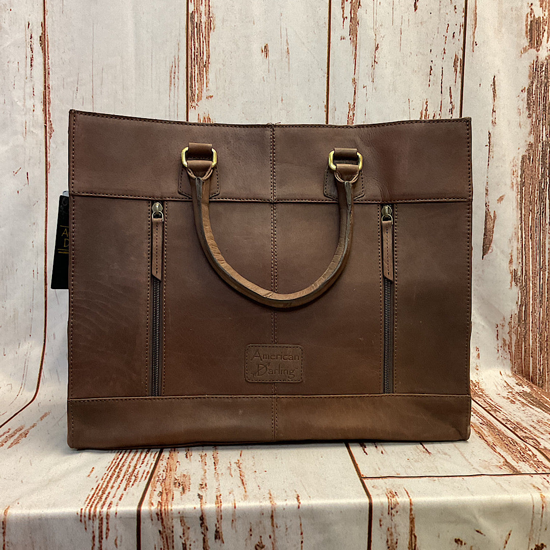 American Darling - Leather with Weaved Leather Accent Oversized Concealed & Carry Handbag ADBGI135A