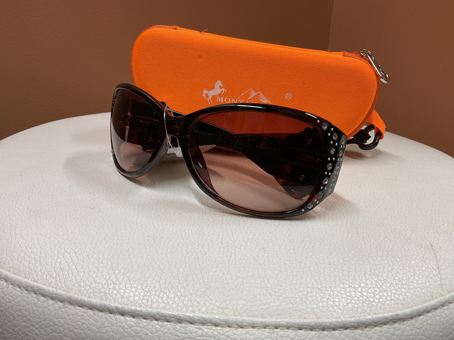 Montana West Sunglasses with Case, Rhinestone Cross X002REOMC5