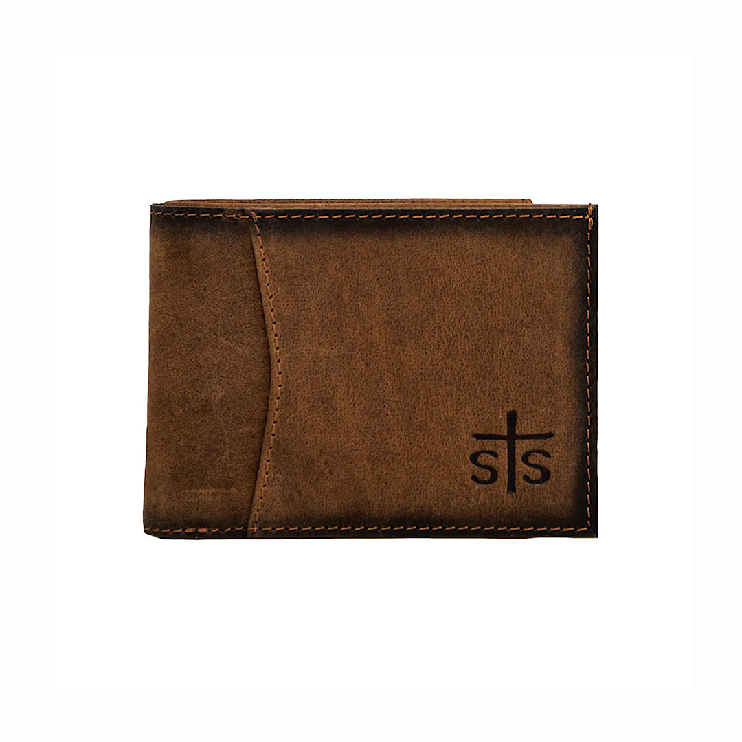 STS Ranchwear -Foreman Brown Distressed Leather Men’s Bifold Wallet STS61988