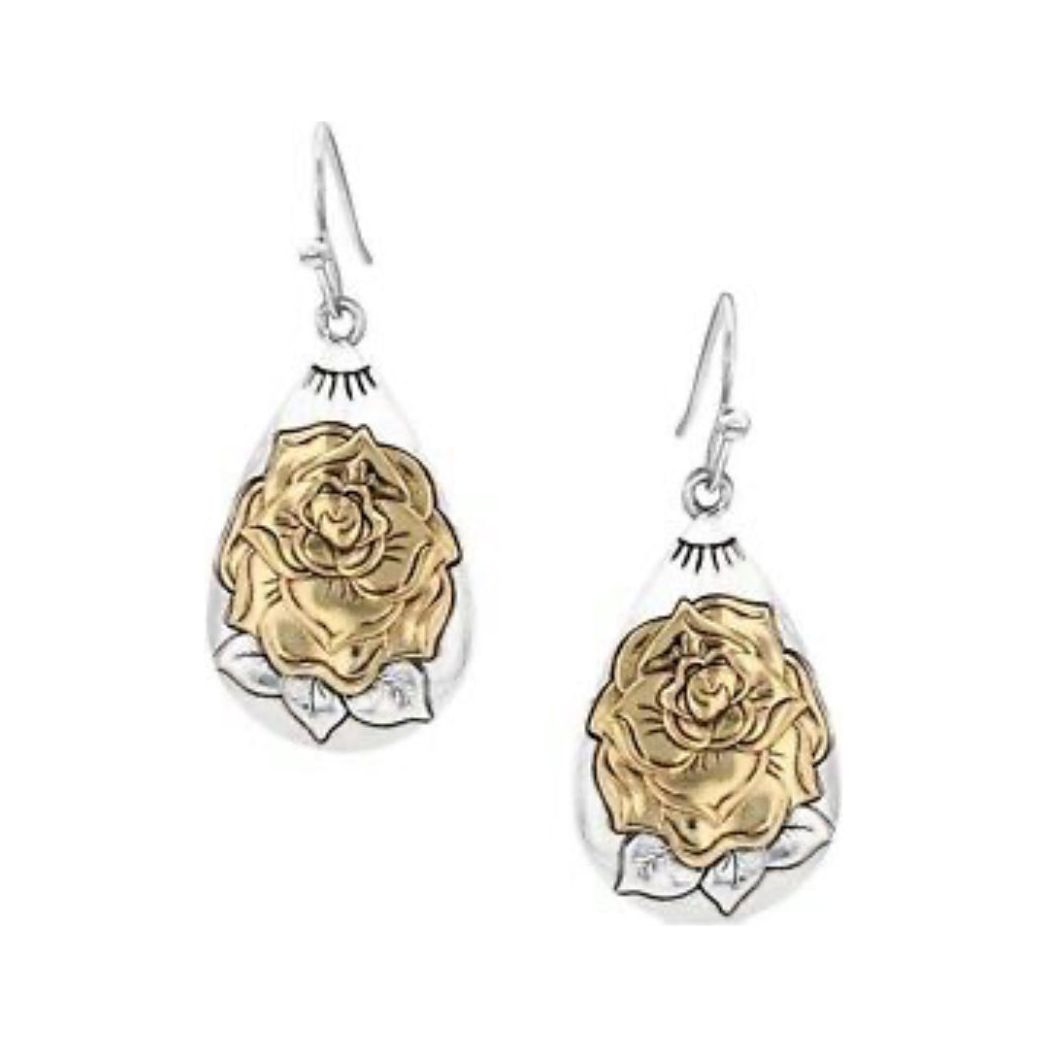 Emerging Rose Teardrop Silver Earrings