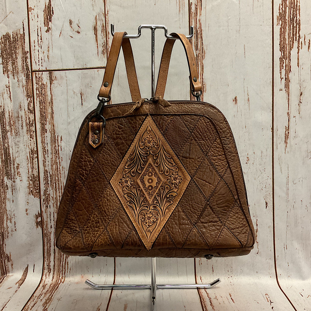 American Darling - Leather with Tooled Diamond Accent Oversized Handbag ADBGZ518