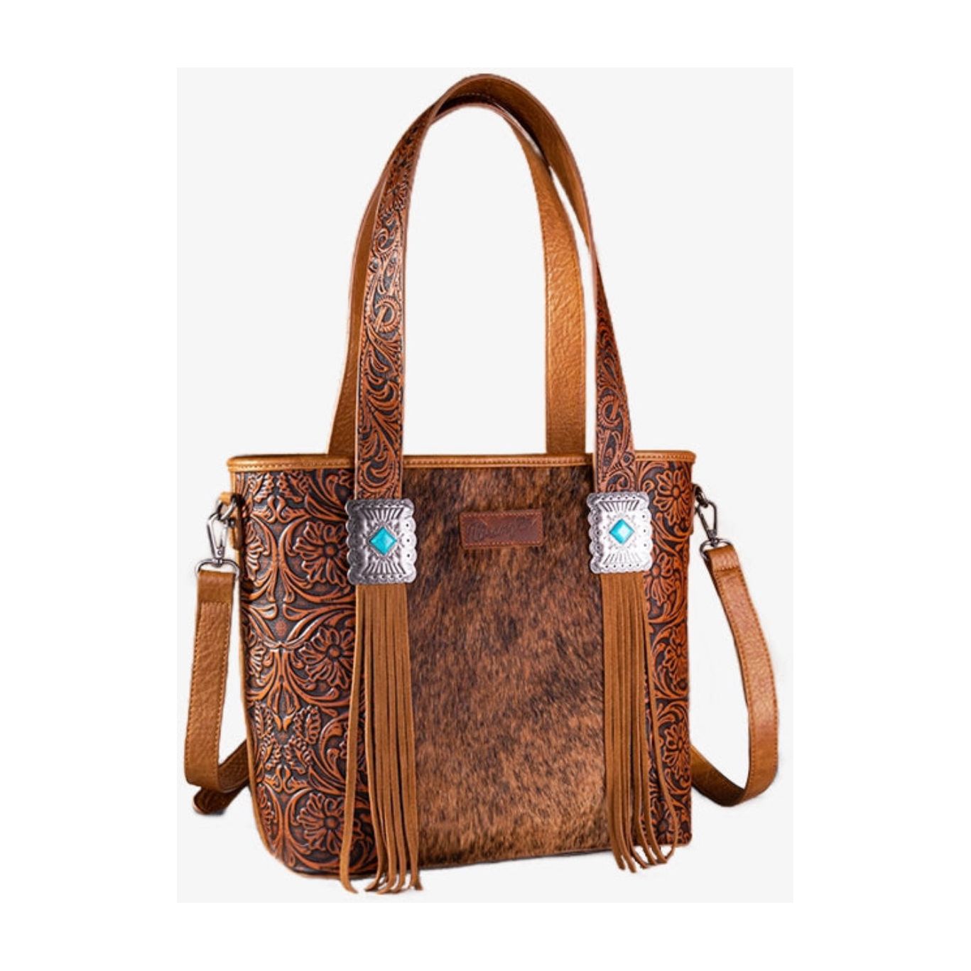 Wrangler Hair-on Cowhide Vintage Floral Concealed Carry Tote