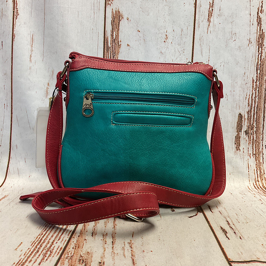 Montana West - Embossed Red & Teal with Silver Cross Accent Handbag MW273-8395