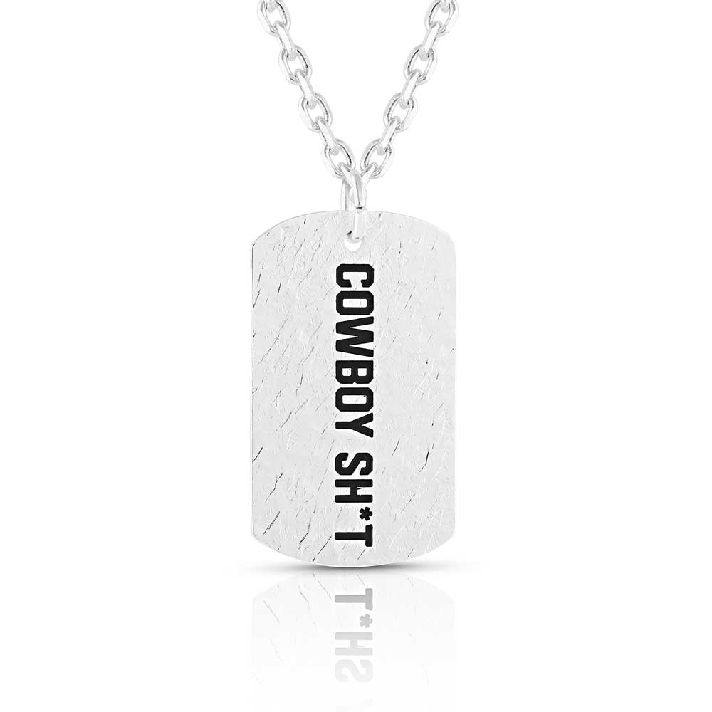 Montana Cowboy Sh*t Silver Dog Tag Necklace