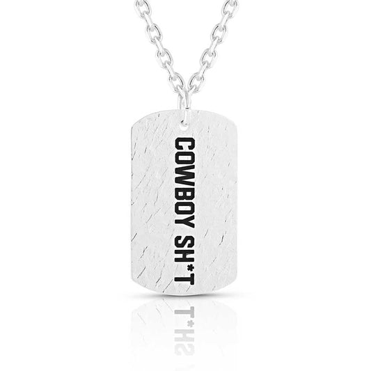 Montana Cowboy Sh*t Silver Dog Tag Necklace