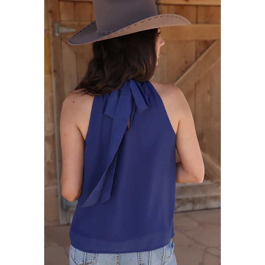 Cruel Girl Women's Blue Halter Neck Blouse CTW7511002