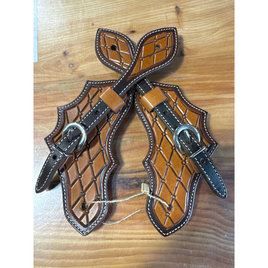 Spur Straps Light Oil Basket Pattern