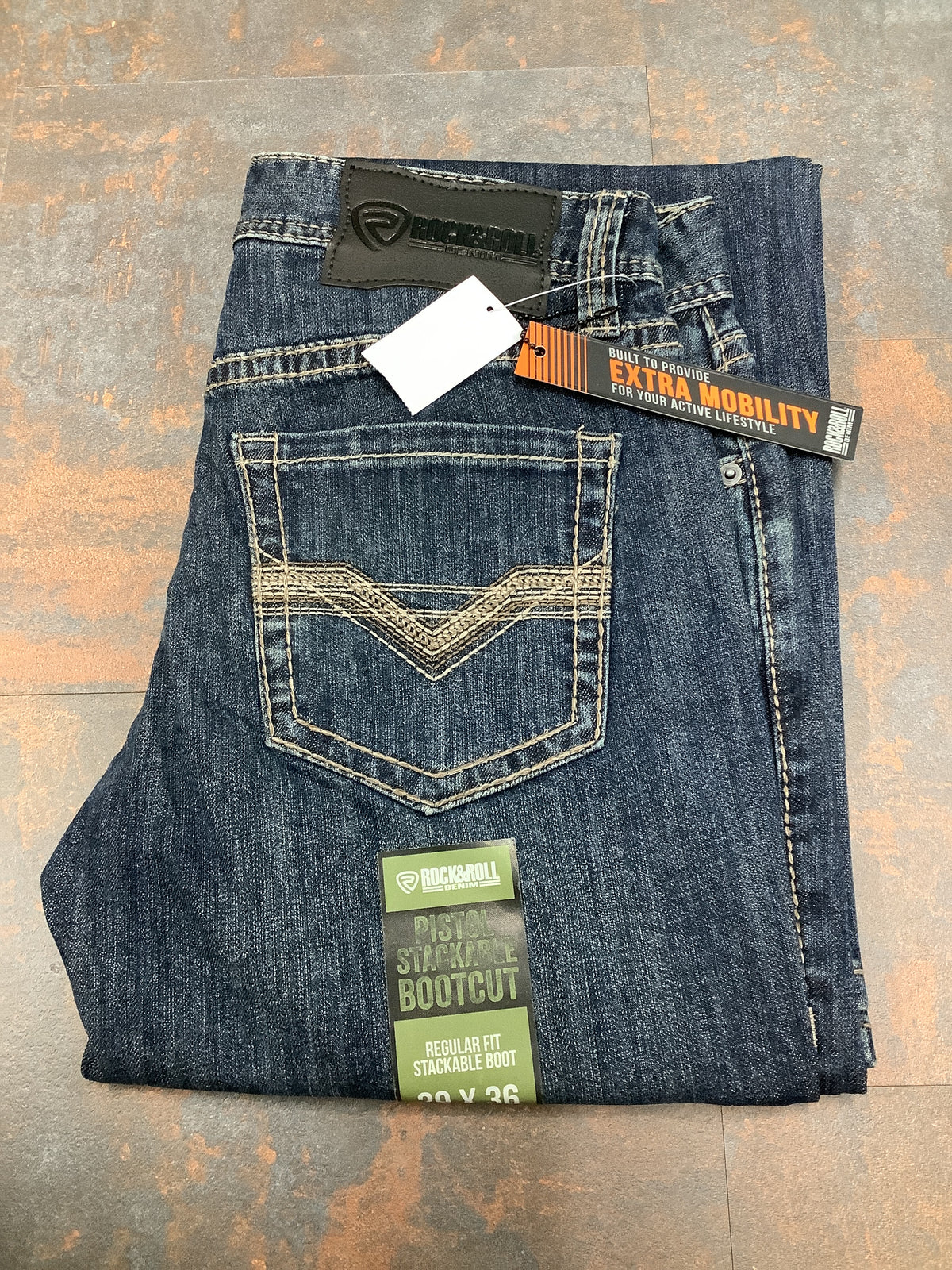 ROCK & ROLL Men’s JEAN - Regular fit, Dark Vintage, Pistol Bootcut, BMSPD10408
