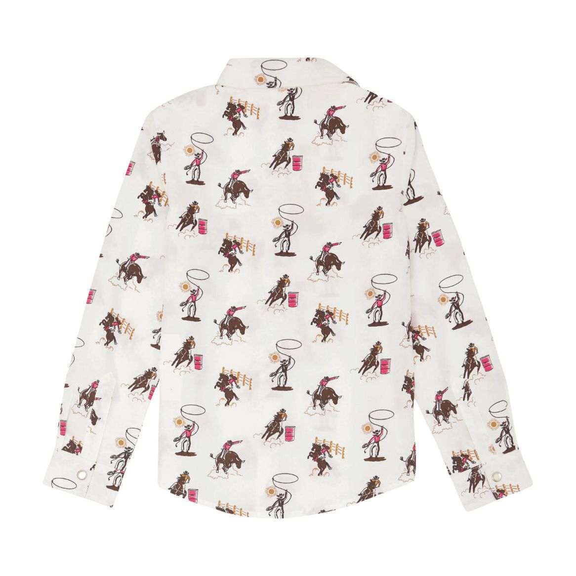 Girls' Rodeo Cowboy Print Long Sleeve Snap Shirt