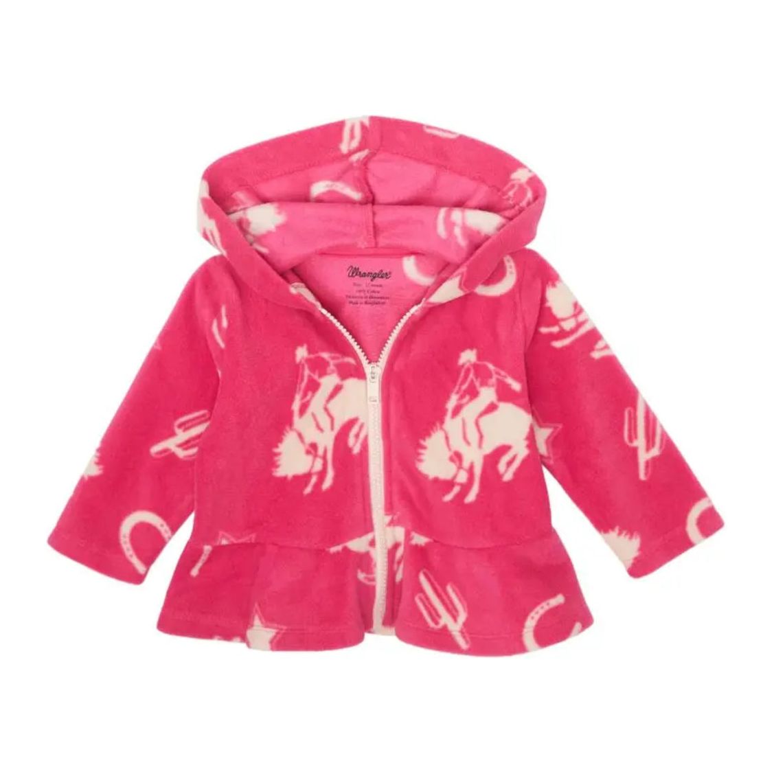 Wrangler Infant Girl's Ruffled Hem Zip Hoodie Pink - 112356566