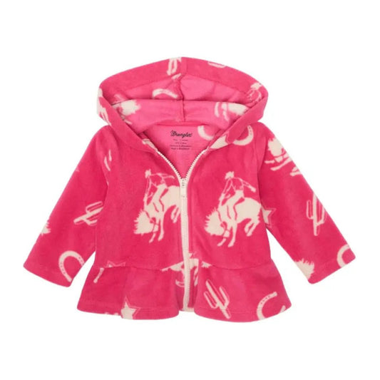 Wrangler Infant Girl's Ruffled Hem Zip Hoodie Pink - 112356566