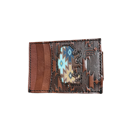 MENS CARD CASE W/MAGNETIC CLIP SOUTHWEST BUFFALO INLAY 22228875M6