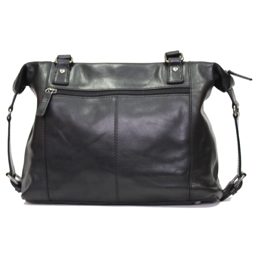 Rugged Earth - Black Leather Handbag