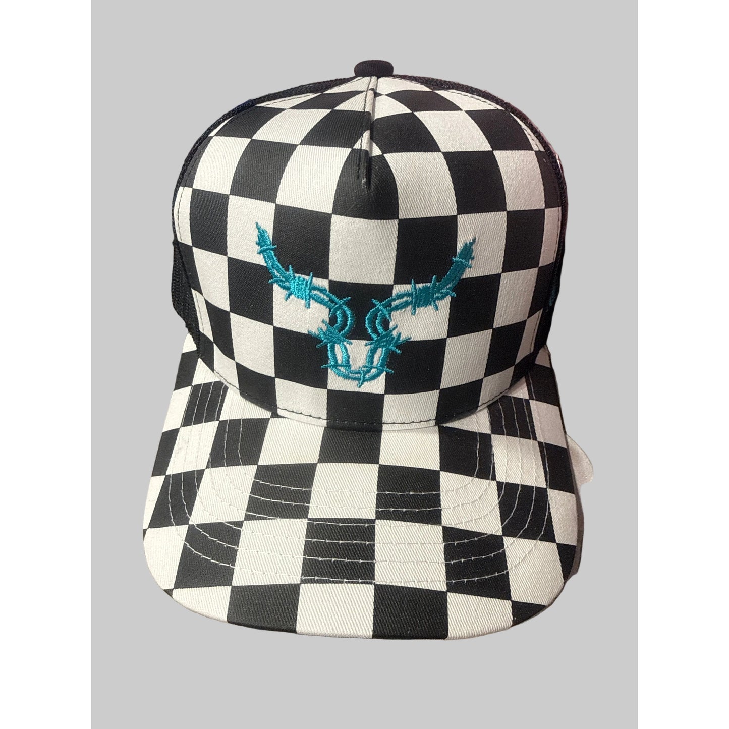 Ranch Rags Co. Black White Checkered Trucker