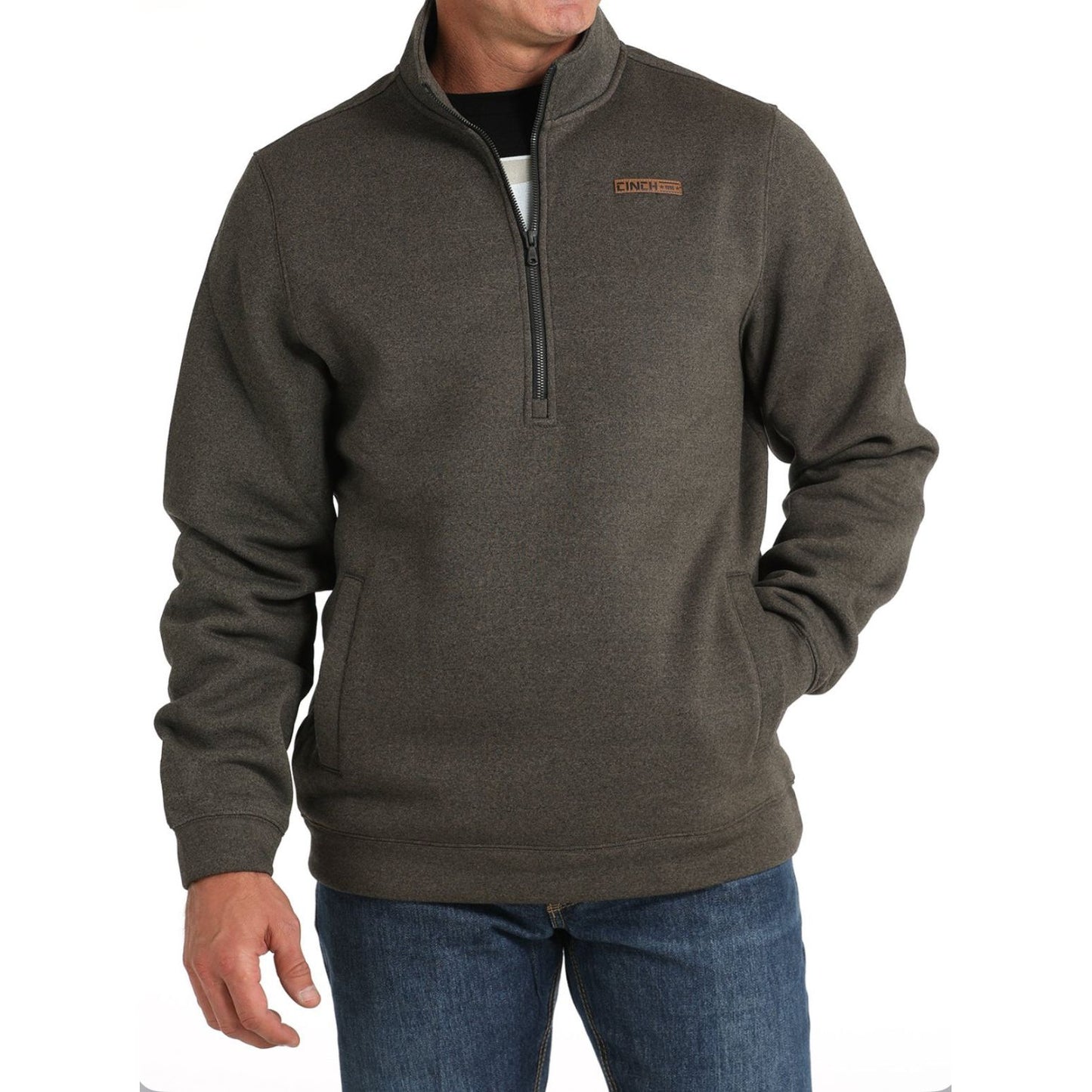 MEN'S 1/2 ZIP PULLOVER - BROWN