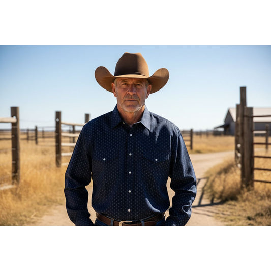 Roper Men’s Snap Shirt, Navy, Long Sleave, 1-01-019-260