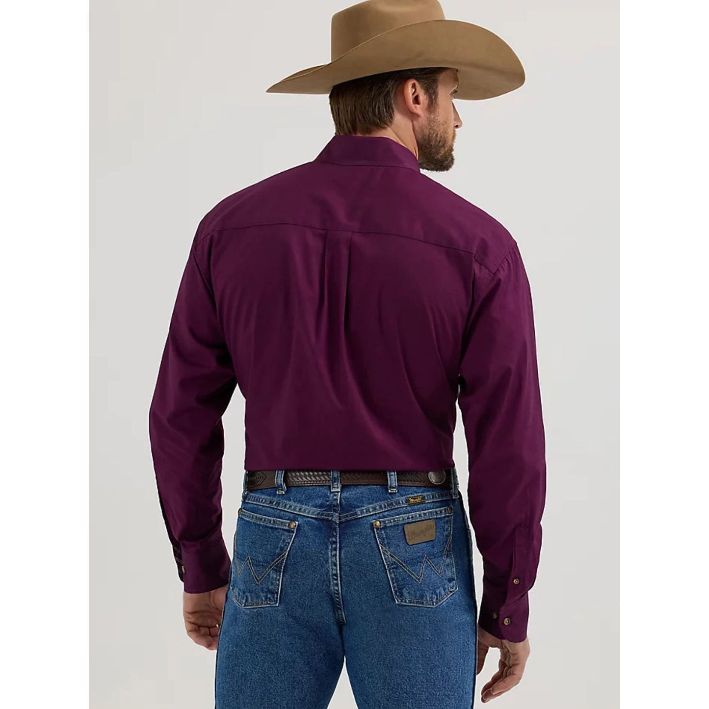 MEN'S GEORGE STRAIT SOLID ONE POCKET BUTTON DOWN SHIRT IN SOLID PLUM