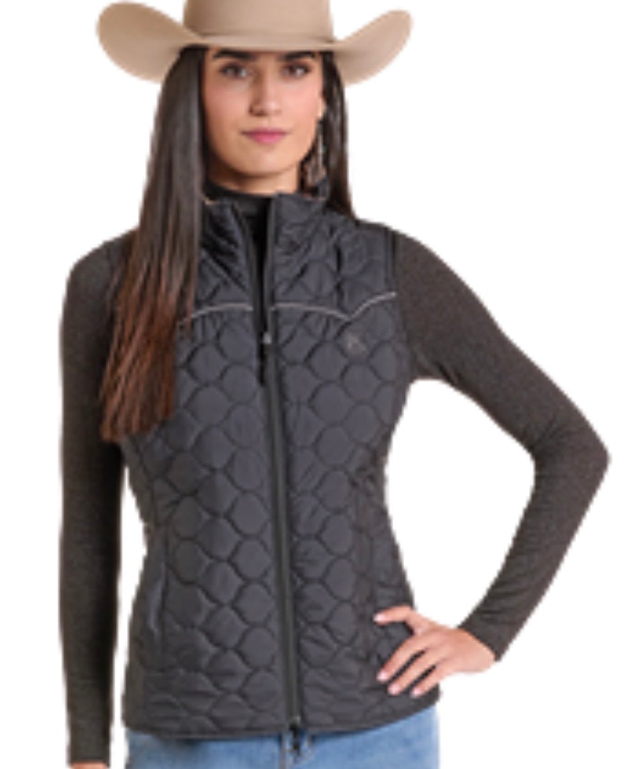 Panhandler Slim ladies Black Reversible Aztec  Vest DW98C09309