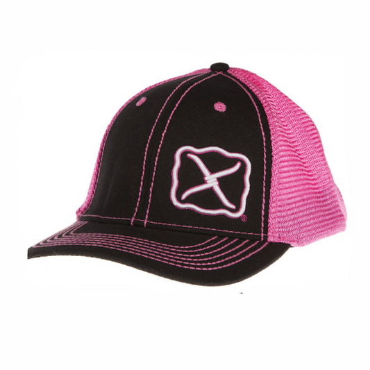 Twisted X - Black & Pink Embroidered White & Pink Logo Snap Back Ladies Ball Cap XC-20