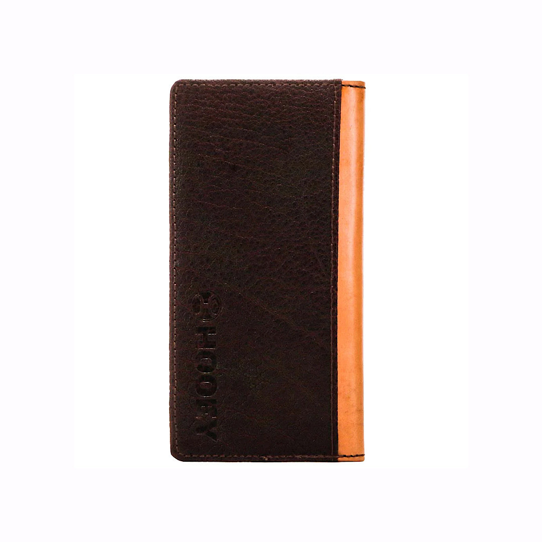 Hooey - Top Notch Brown & Tan Tooled with Ivory Inlay Leather Men’s Checkbook Cover/Rodeo Wallet HW008-TNBR