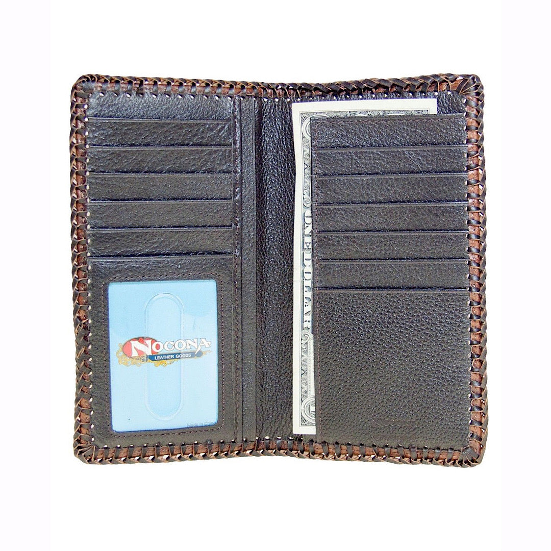 Nocona - Brown Leather Praying Cowboy Men’s Checkbook Cover/Rodeo Wallet N1350599