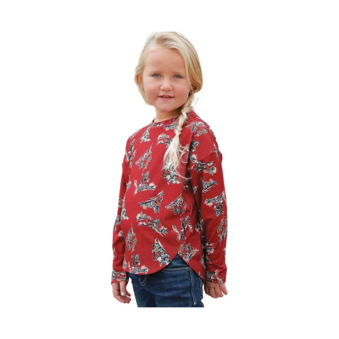 Cruel Denim Girl's Long Sleeve Print Blouse - Red