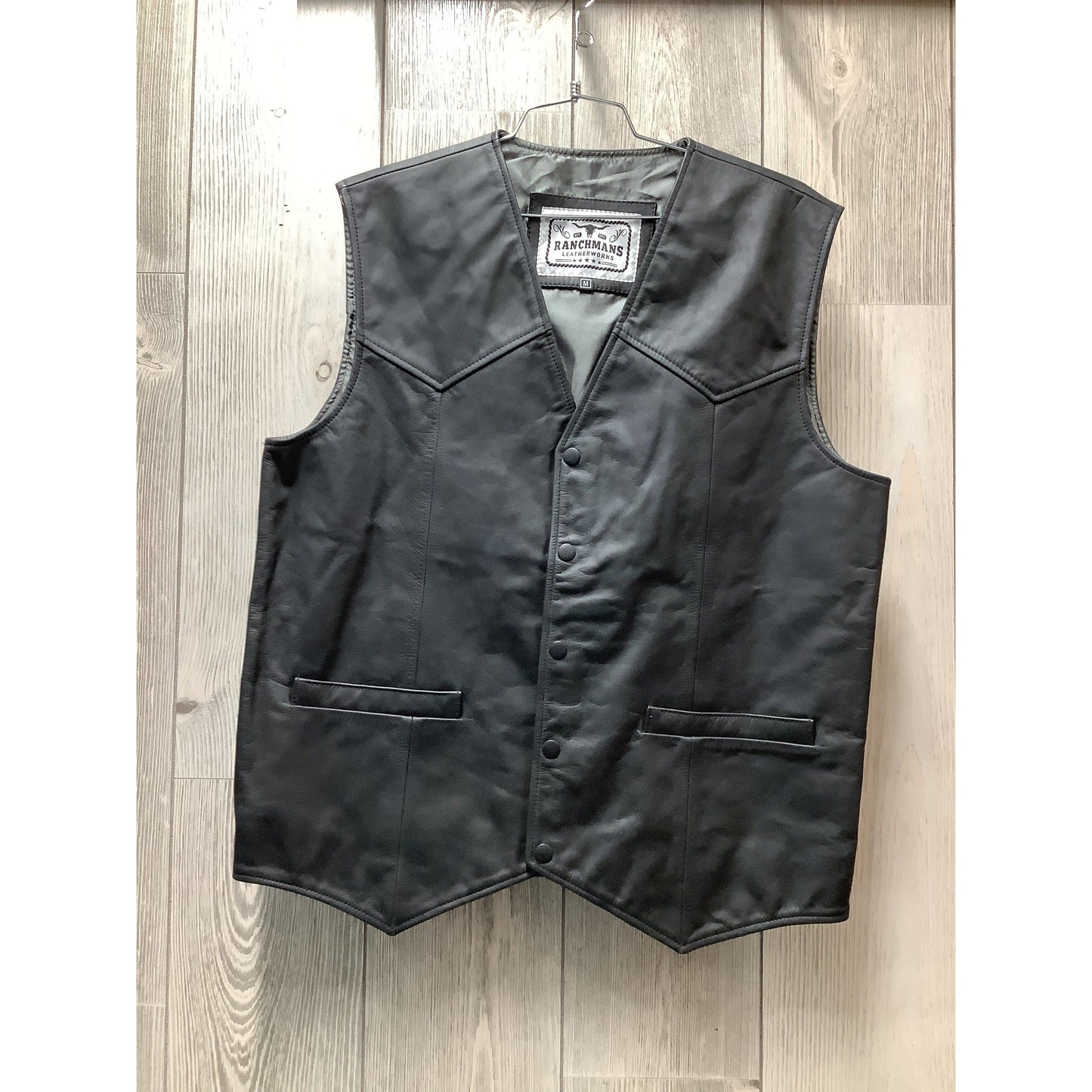 Ranchmans Leather Vest, Black