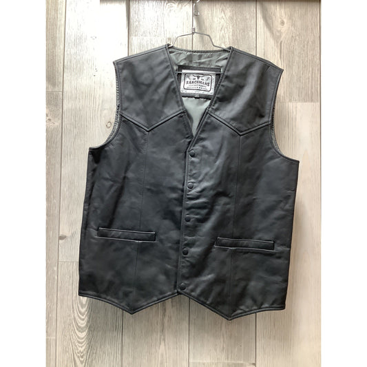 Ranchmans Leather Vest, Black
