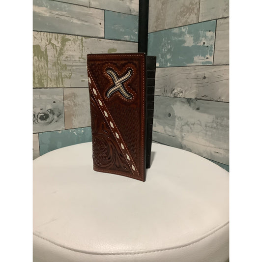 Twisted X Mens Wallet-White Stitch Tooled XWH1R