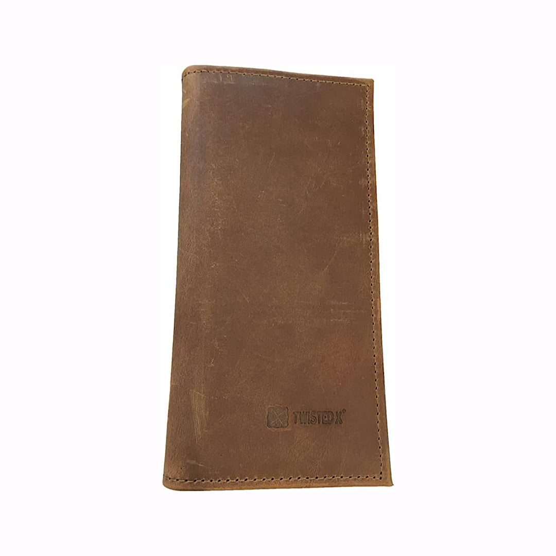 Twisted X - Brown Distressed Leather Men’s Checkbook Cover/Rodeo Wallet XWW-46