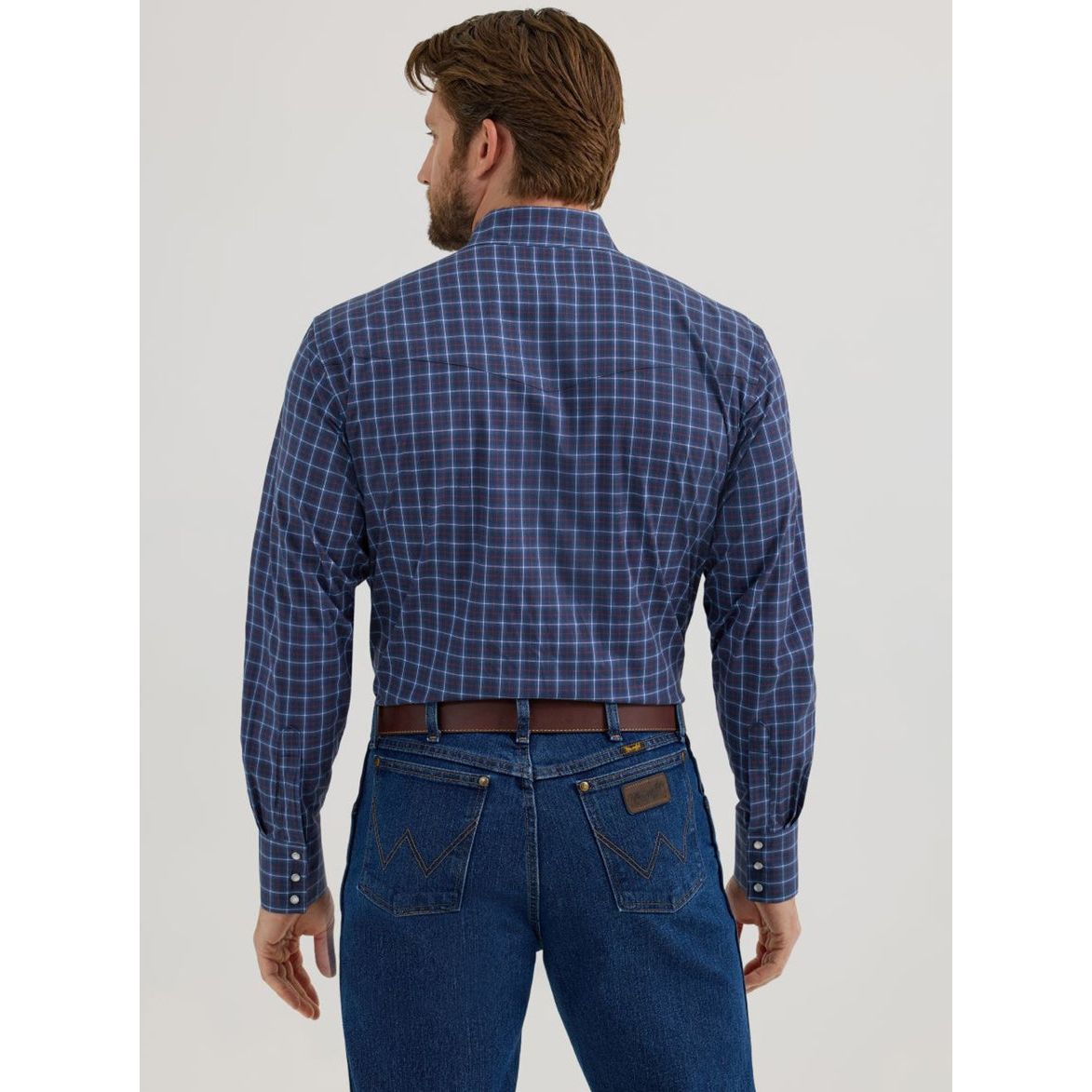 WRANGLER NAVY PEARL SNAP PLAID - MENS SHIRT - 112355359