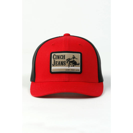 Mens Cinch Jeans SnapBack-Red