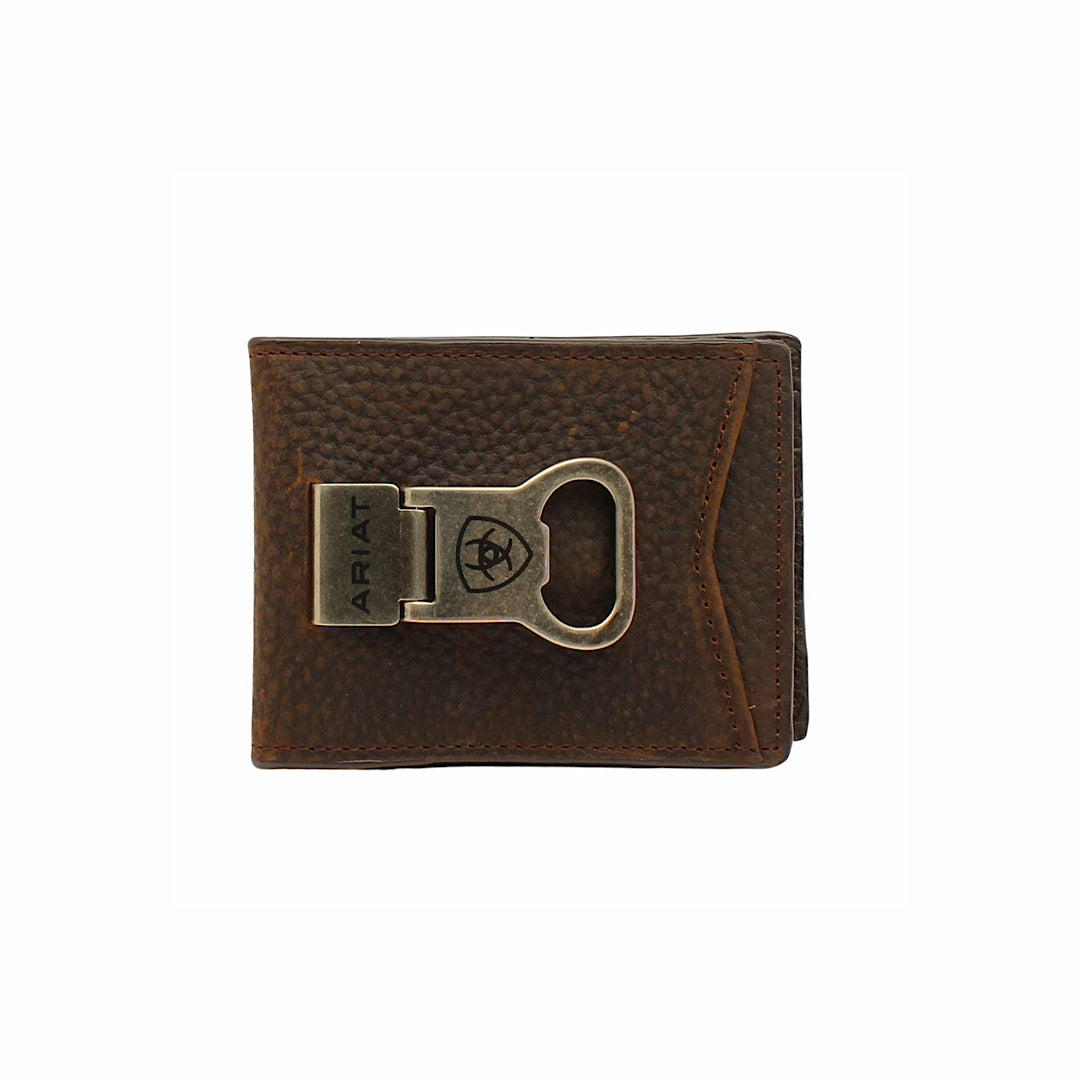 Ariat - Brown Leather Men’s Money Clip Wallet A35119282