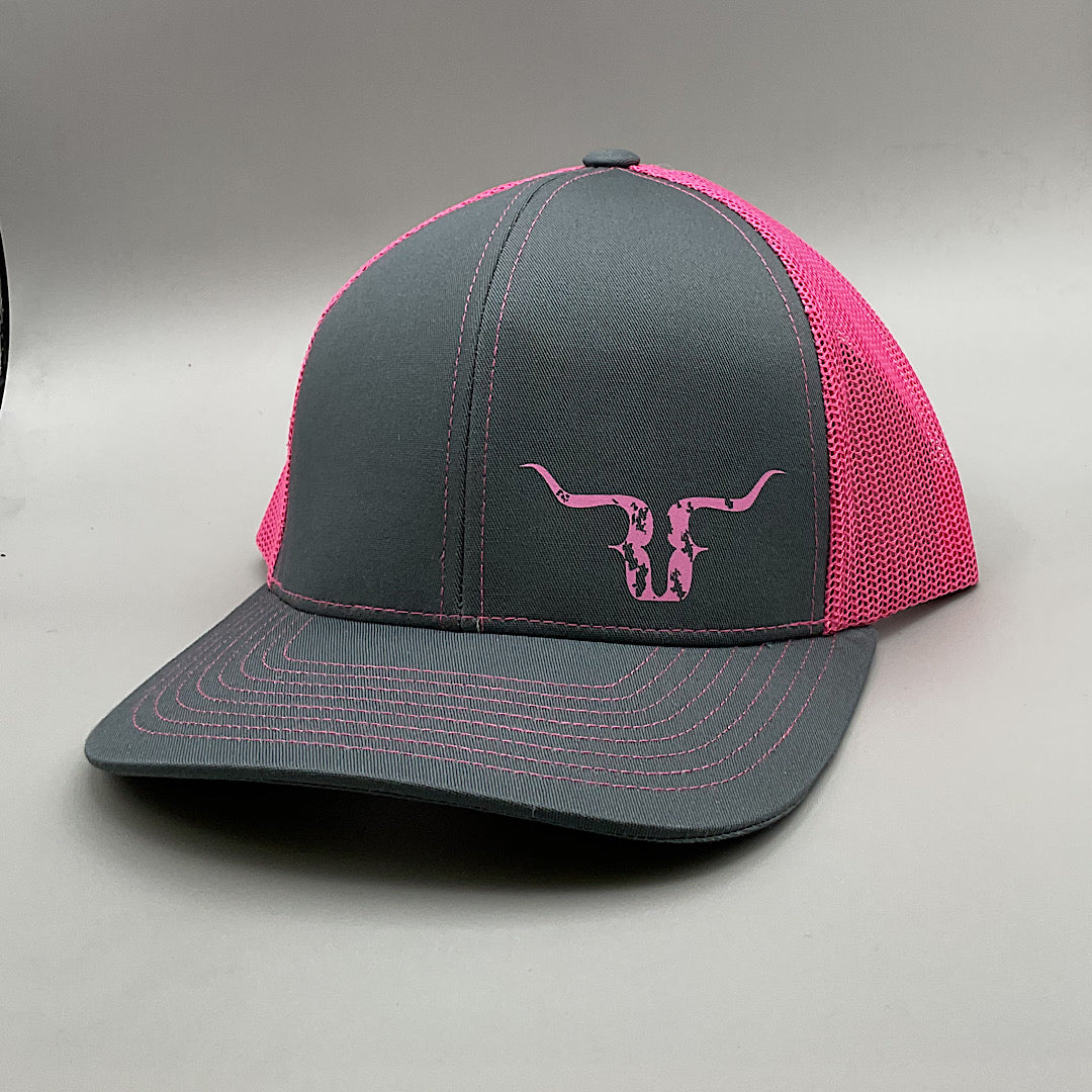 Ranch Rags - Grey & Pink With Logo Snap Back Ladies Ball Cap