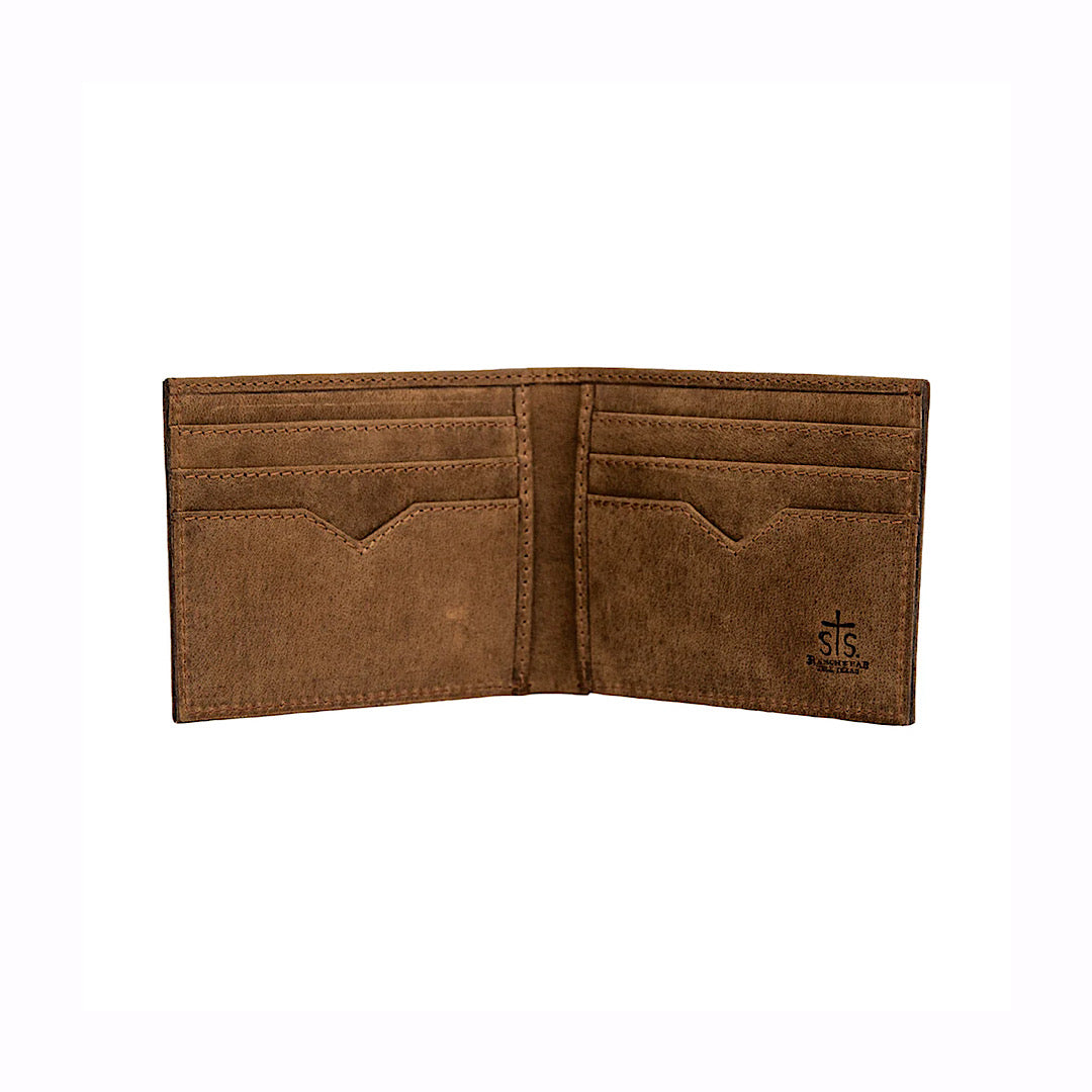 STS Ranchwear -Foreman Brown Distressed Leather Men’s Bifold Wallet STS61988