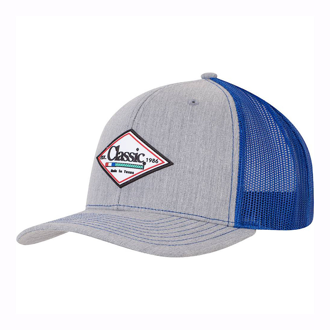 Classic Rope - Grey & Royal Blue With Diamond Rubber Patch Snap Back Men’s Ball Cap CAPCR57CR1