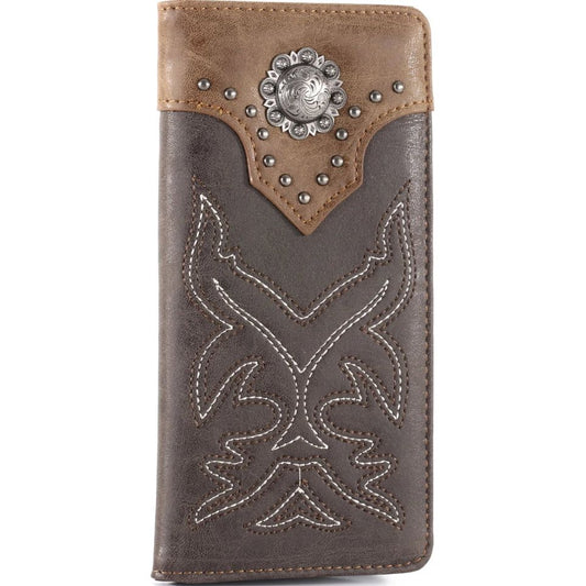 Montana West Rodeo Men’s Wallet Brown w/ Silver Medallion MW-614CF