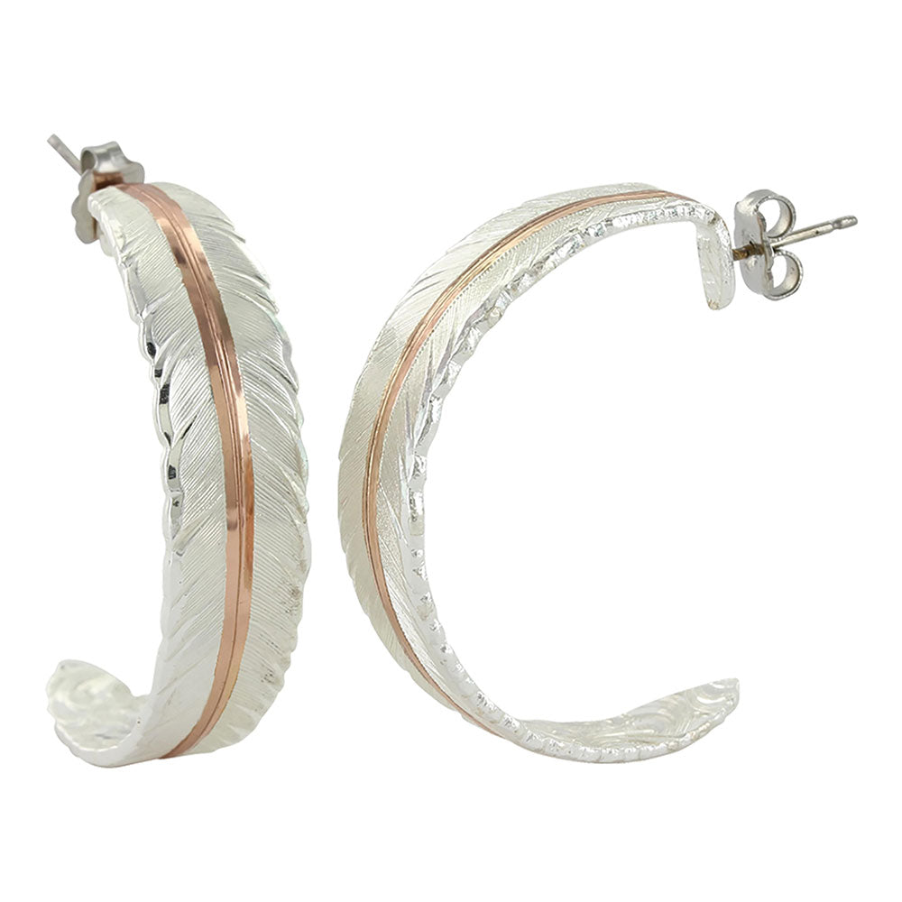 Montana Feather Rose Gold Vein Hoop Earrings