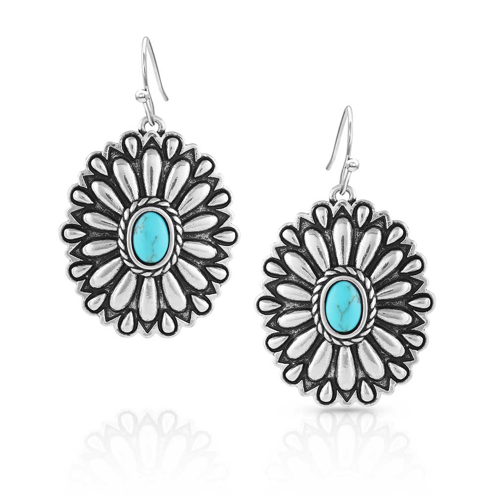 Montana Sunflower Concho Turquoise Earrings