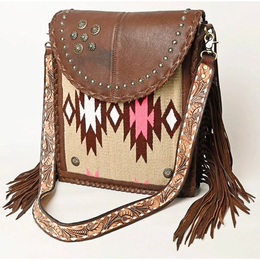 American Darling Aztec Fringe Tote Crossbody