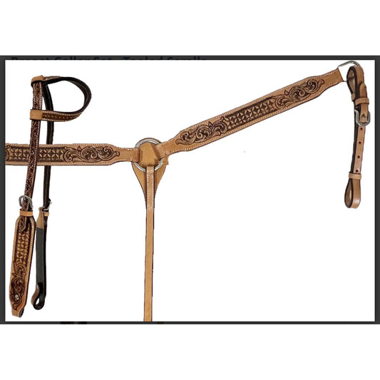 Rugged Ride Argentine Leather One Ear Headstall & Breast Collar set