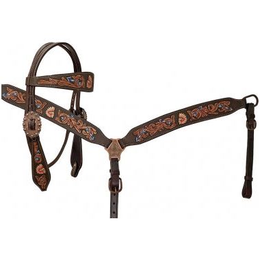 Resistance Browband Headstall And Breastcollar Set - Handpainted Native American Chief and Arrows