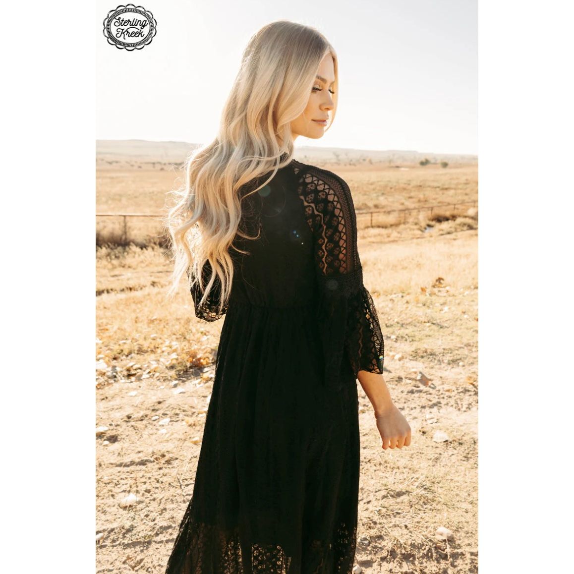 Sterling Kreek- Victorian Lace Maxi Dress Black