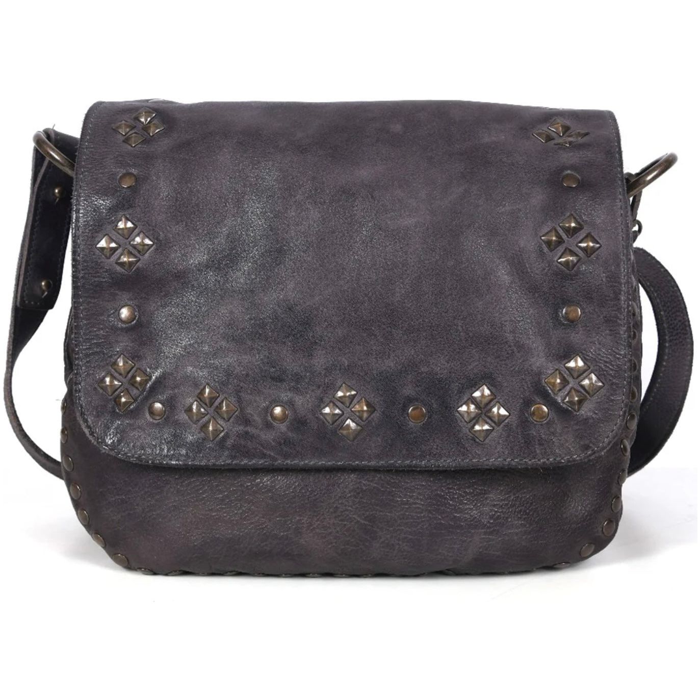 NeverMind Women’s Soft Leather Gray Studded Purse NMBGR105GRY