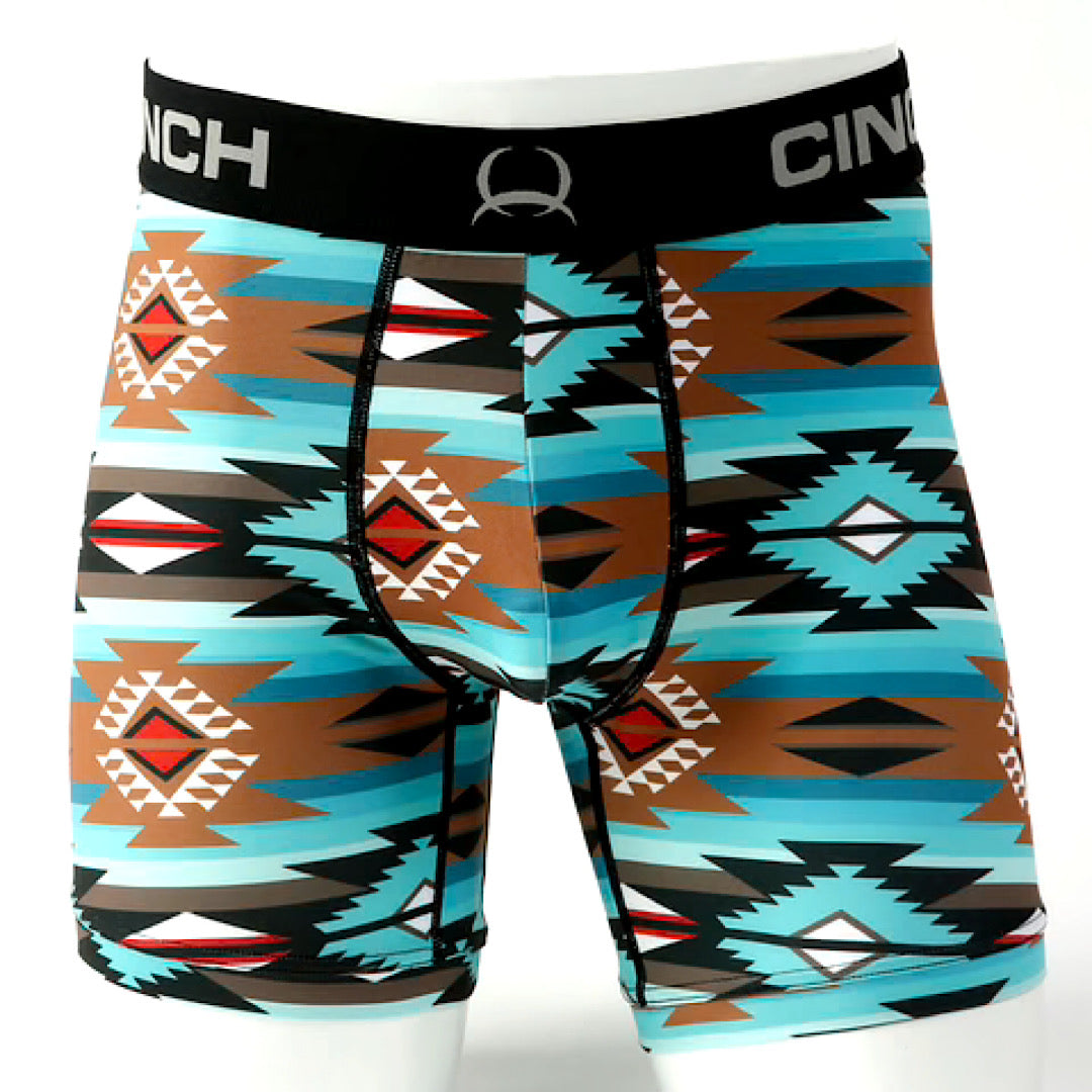 MEN'S 6" CINCH AZTEC BOXER BRIEFS - TURQUOISE