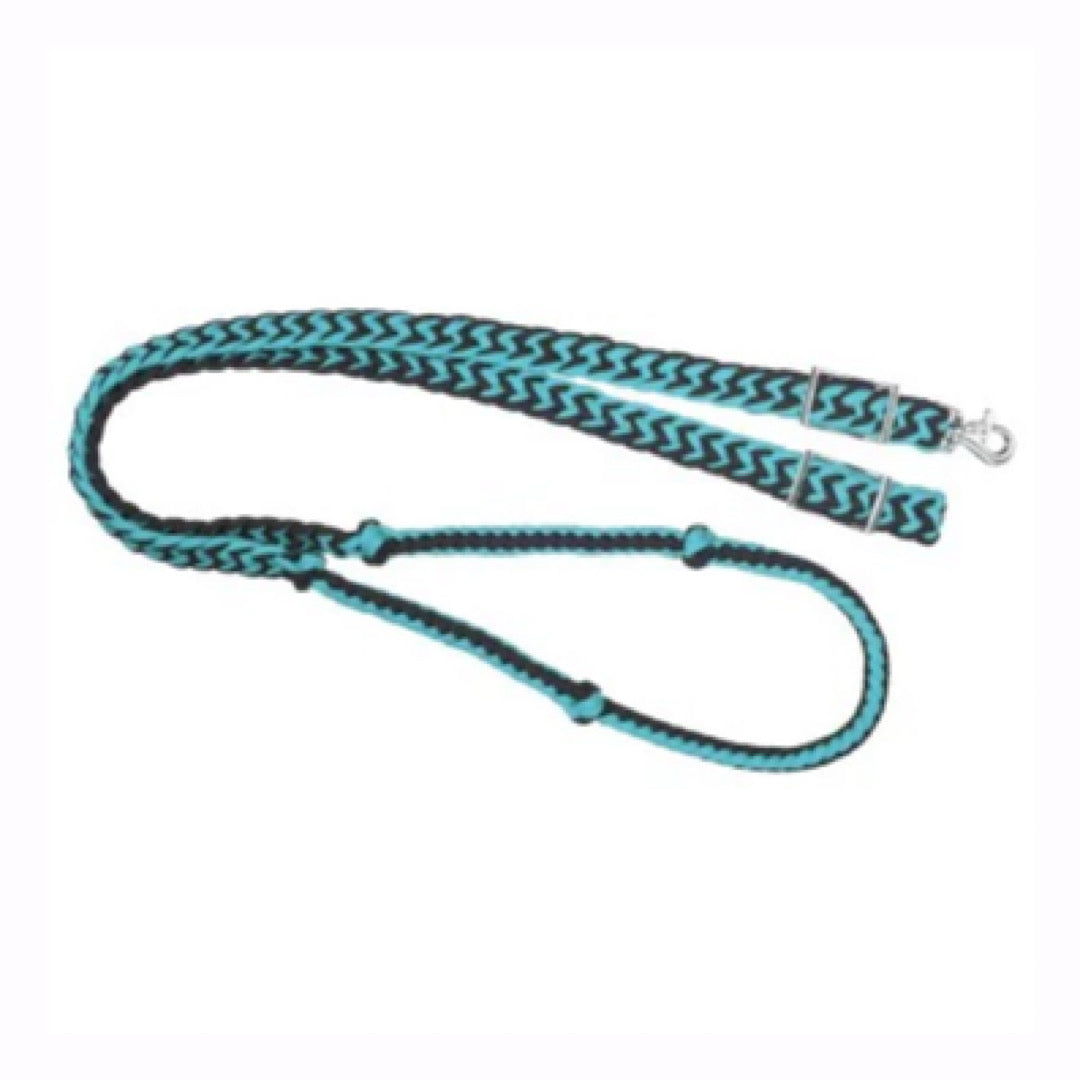 Tough 1 - Black & Turquoise Braided Poly 7’ Roping Rein 54-915-114-0