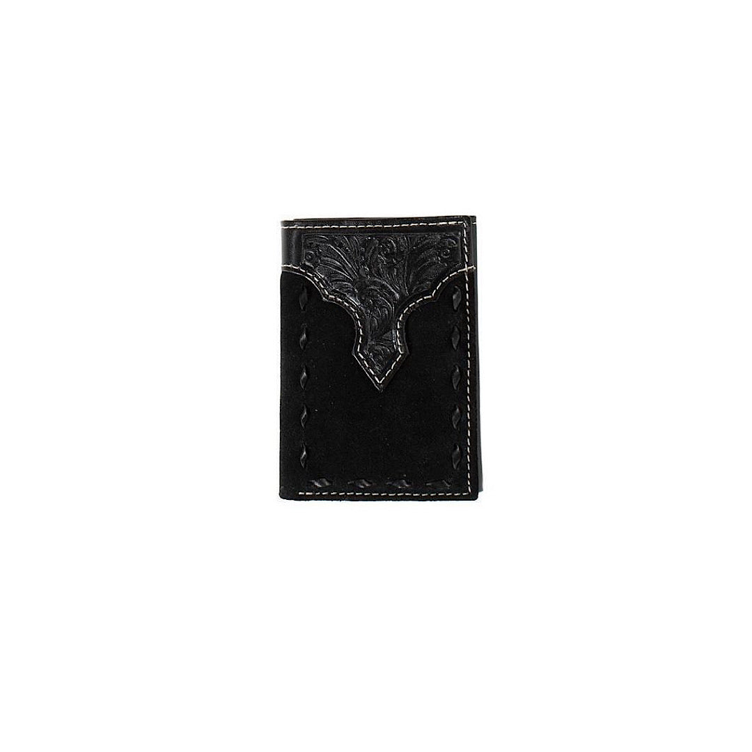 Nocona - Black Roughout with Buckstitch Men’s Trifold Wallet N500046001