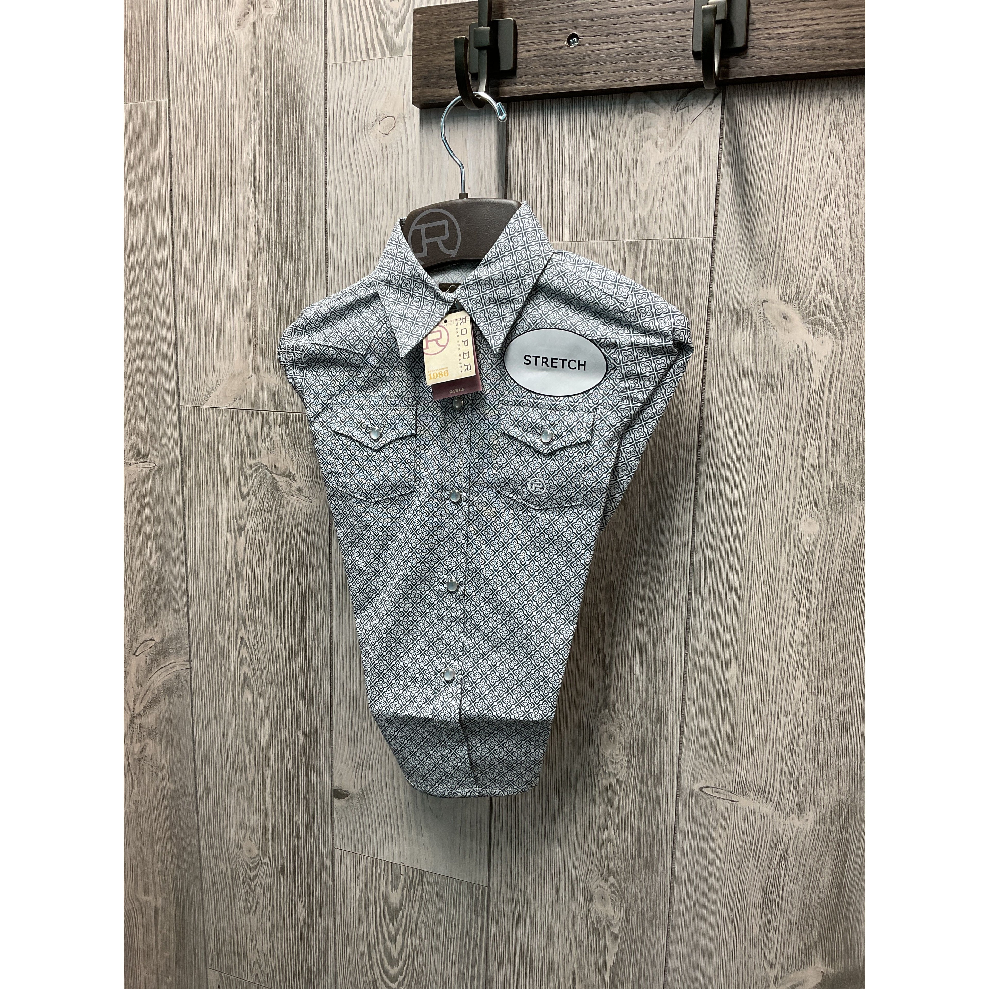 Roper Girl's Western Shirt - Long Sleeve, Snap, Gery 03-80-225-2104