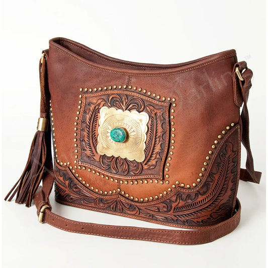 American Darling Turquoise Concho Tooled Handbag