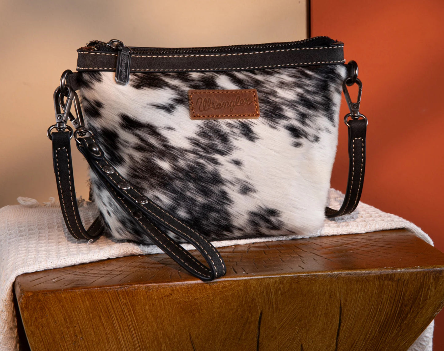 Wrangler Genuine Hair-On Cowhide Tote/Crossbody WG169-1812BK